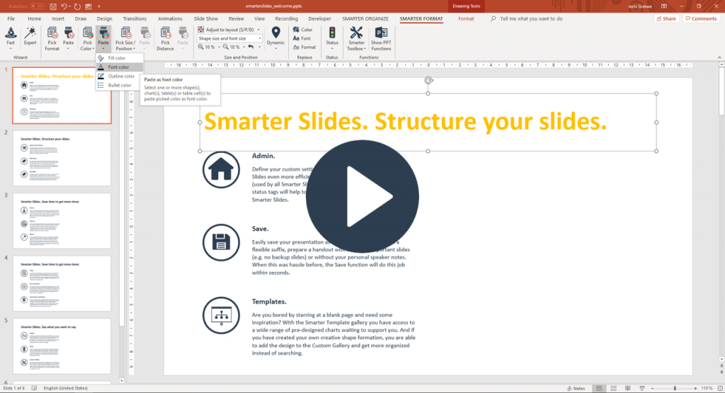 Copy the outline color as background color in PowerPoint with Smarter Slides