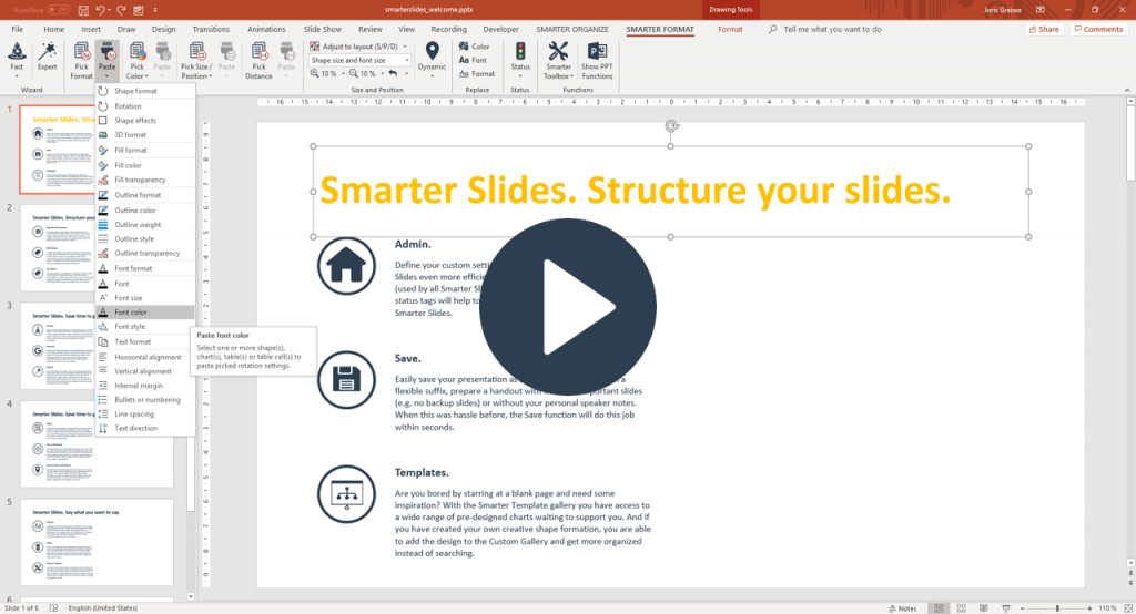 Copy Format to other objects in PowerPoint with Smarter Slides