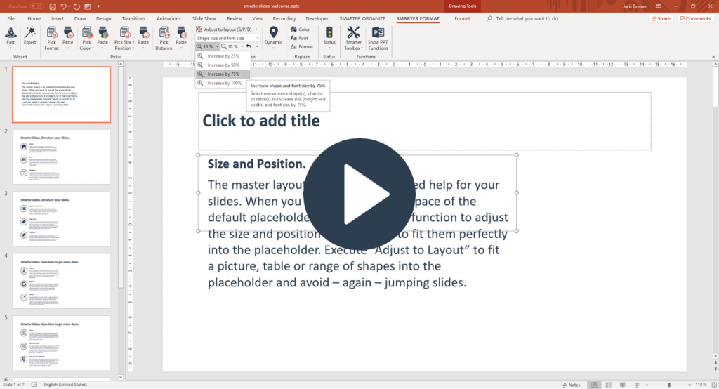 Increase and decrease object size in PowerPoint